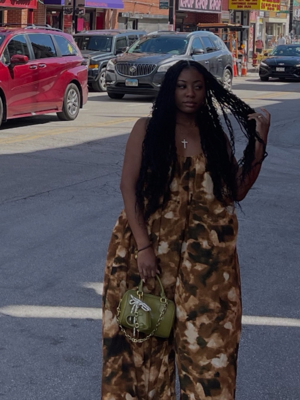 Brown Tie-Dye Wide Leg Jumpsuit